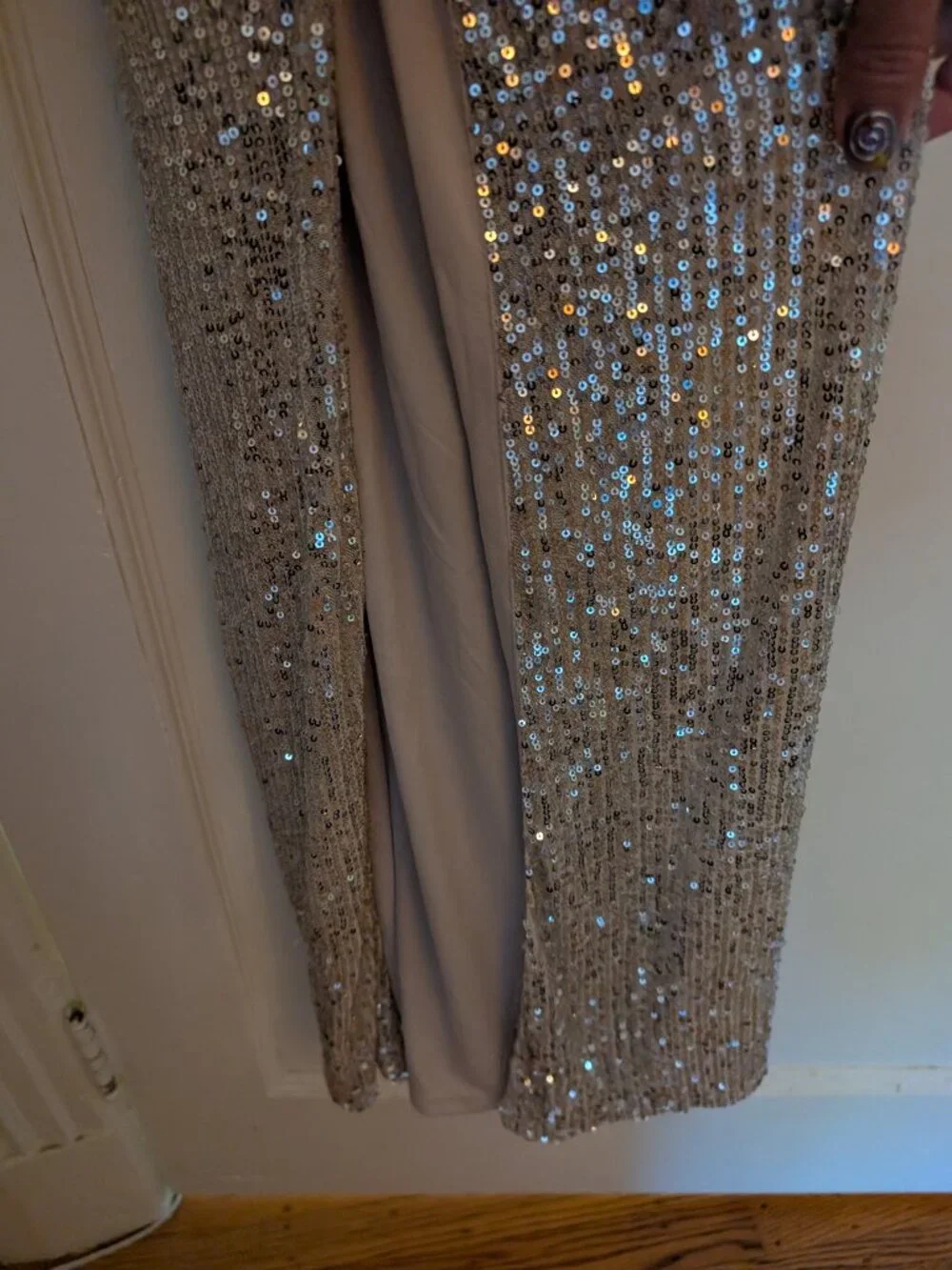 Aakaa Unique Vintage silver sequin jumpsuit size M - Picture 5 of 5